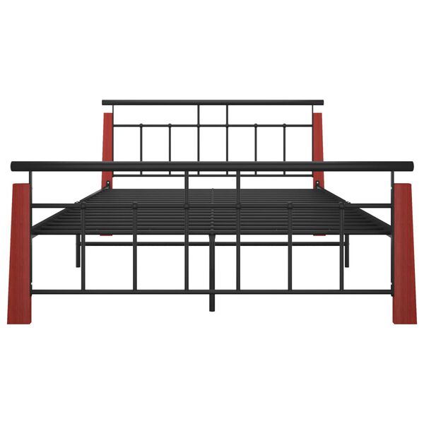 vidaXL Bed Frame without Mattress Metal and Solid Oak Wood 140x200 cm