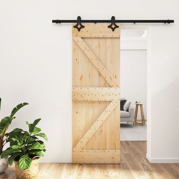 vidaXL Sliding Door with Hardware Set 70x210 cm Solid Wood Pine