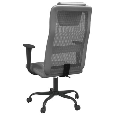 vidaXL Office Chair Grey Mesh Fabric and Faux Leather