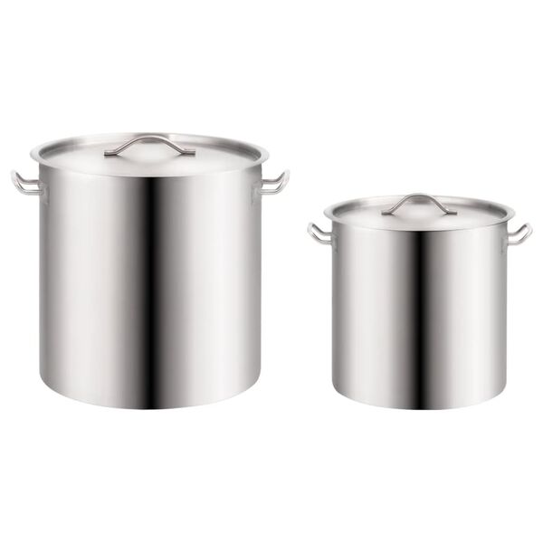 vidaXL 2 Piece Stock Pot Set 98/50 L Stainless Steel