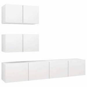 vidaXL 4 Piece TV Cabinet Set White Engineered Wood