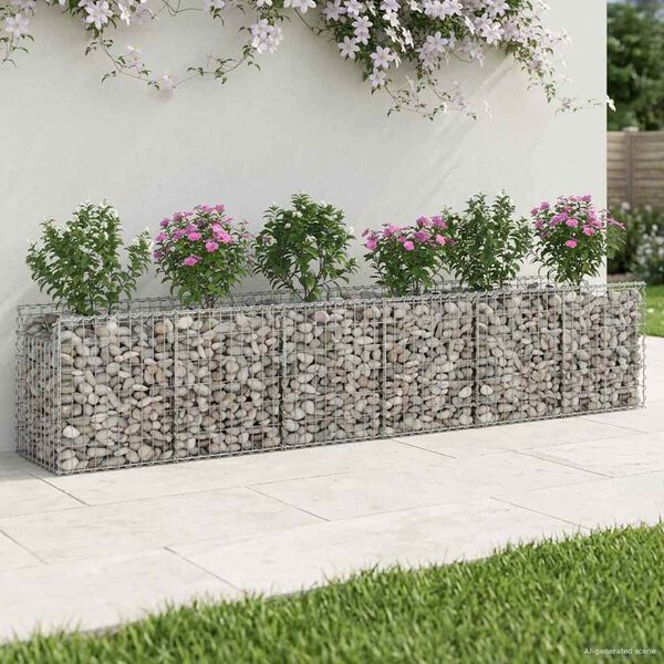 vidaXL Gabion Raised Bed 2 pcs Silver 300 x 50 x 60 cm