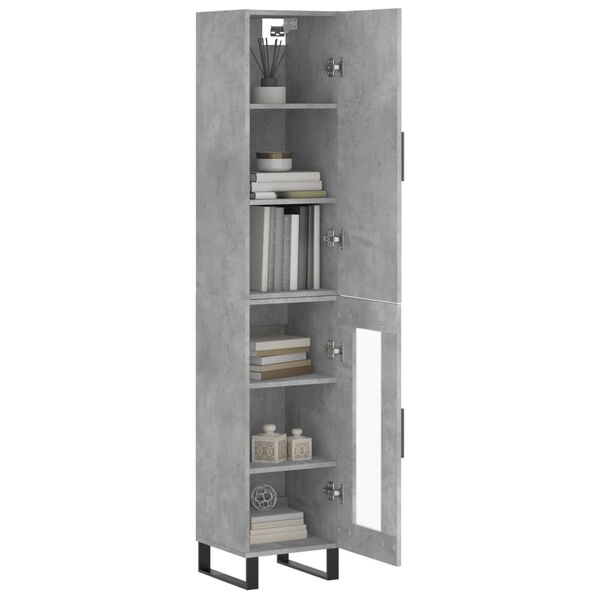 vidaXL Highboard Concrete Grey 34.5x34x180 cm Engineered Wood