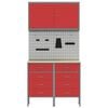 vidaXL Work Cabinet with Drawer 5 pcs Red Engineered Wood and Steel