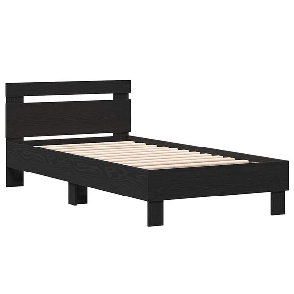 vidaXL Bed Frame Black Oak 193 x 95 x 88 cm Solid Oak Wood