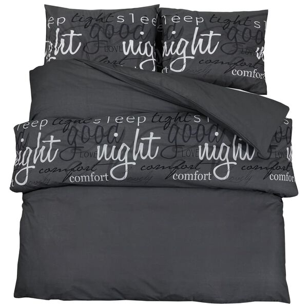 vidaXL Duvet Cover Set Black 140x200 cm Cotton