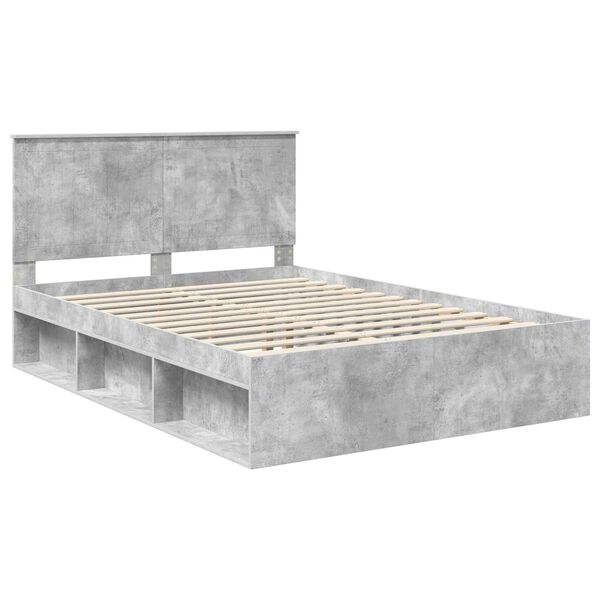 vidaXL Bed Frame Concerte Grey 135 x 190 cm Solid Pine Wood