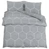 vidaXL Duvet Cover Set Grey and White 220x240 cm Cotton