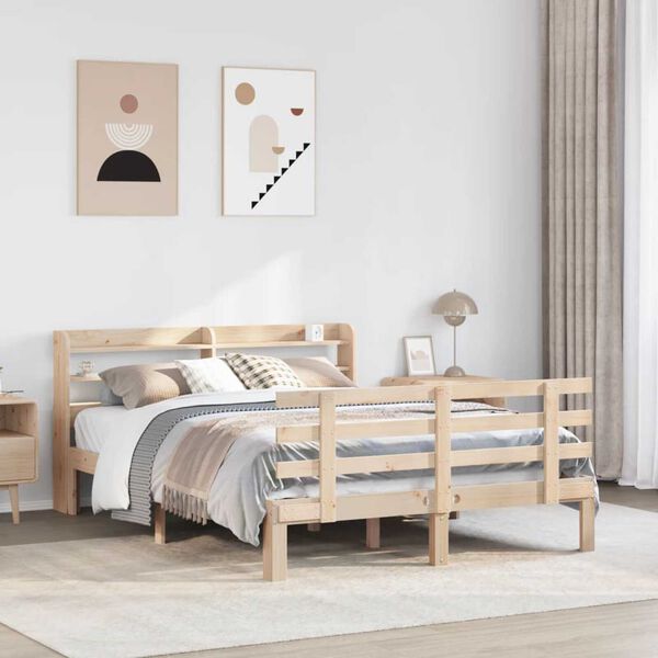 vidaXL Bed Frame with Headboard without Mattress 135x190 cm Double