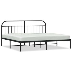 vidaXL Metal Bed Frame without Mattress with Headboard Black 200x200cm