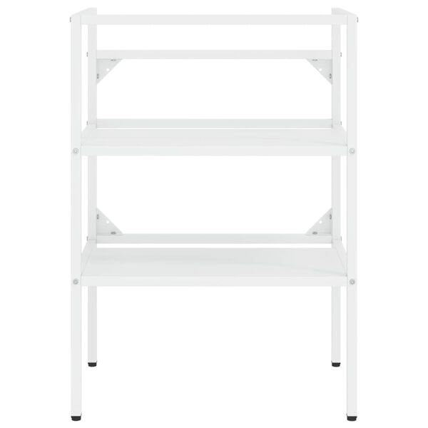 vidaXL Bathroom Washbasin Frame with Built-in Basin White Iron