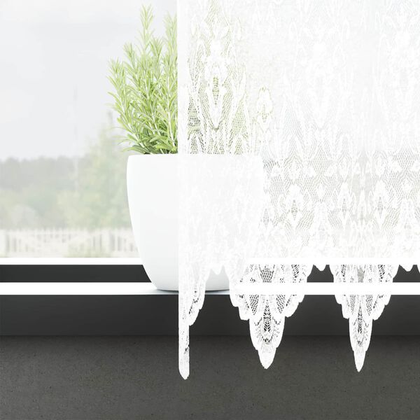 vidaXL Lace Curtain with Curtains Floral White 245 x 900 cm Polyester
