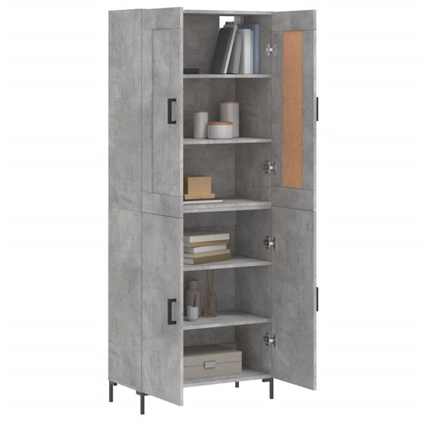 vidaXL Highboard Concrete Grey 69.5x34x180 cm Engineered Wood