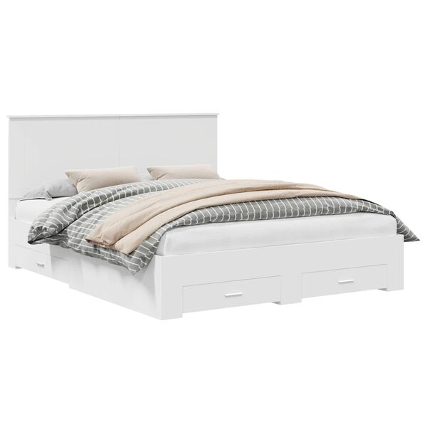 vidaXL Bed Frame with Headboard White 160 x 200 cm Engineered Wood