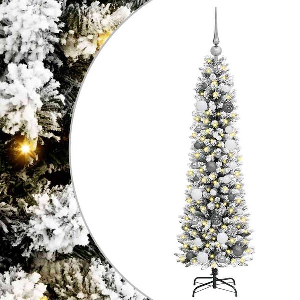 vidaXL Artificial Christmas Tree with 150 LEDs with Stand White 150 cm