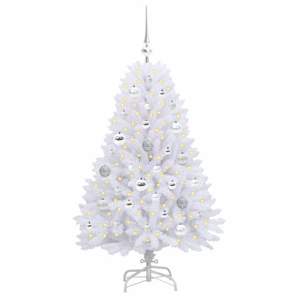 vidaXL Artificial Hinged Christmas Tree White 120 cm PVC and Steel