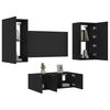 vidaXL 4 Piece TV Wall Units with LED Black Engineered Wood