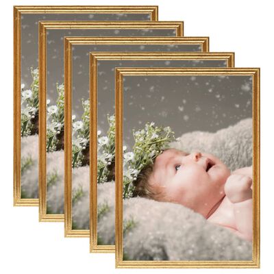 vidaXL Photo Frames Collage 5 pcs for Wall or Table Gold 18x24 cm MDF