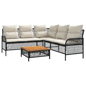 vidaXL 2 Piece Garden Sofa Set with Cushions Black Poly Rattan