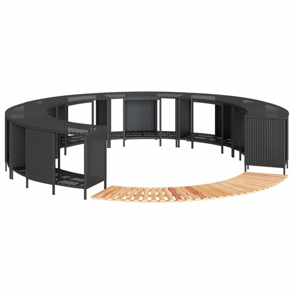 vidaXL Hot Tub Surround Black Poly Rattan and Solid Wood Acacia
