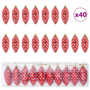 vidaXL Christmas Pine Cone Ball 40 pcs Red Plastic