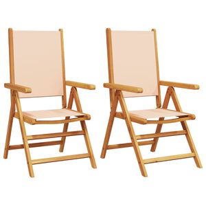 vidaXL Garden Chairs 2 pcs Beige Solid Wood Acacia and Fabric
