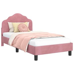 vidaXL Children's Bed Frame with Headboard Pink 80 x 160 cm Velvet