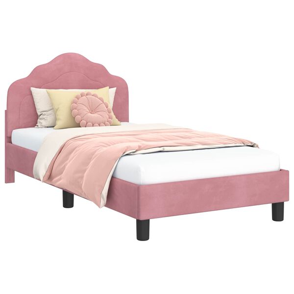 vidaXL Children's Bed Frame with Headboard Pink 80 x 160 cm Velvet