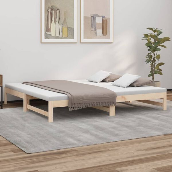 vidaXL Pull-out Day Bed without Mattress 2x(100x200) cm Solid Wood Pine