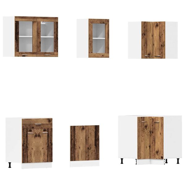 vidaXL 11 Piece Kitchen Cabinet Set Lyon Old Wood Engineered Wood