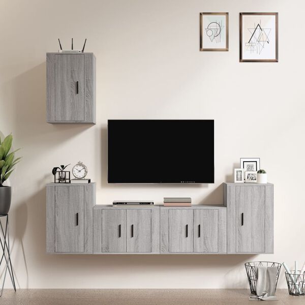 vidaXL 5 Piece TV Cabinet Set Grey Sonoma Engineered Wood