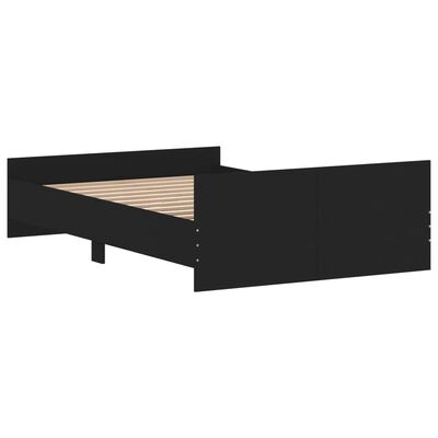 vidaXL Bed Frame with Headboard and Footboard Black 120x190 cm Small Double