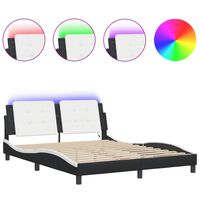 vidaXL Bed Frame with LED Lights Black and White 160x200 cm Faux Leather
