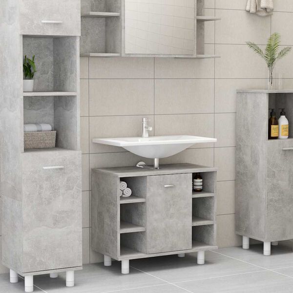 vidaXL Bathroom Cabinet Concrete Grey 60x32x53.5 cm Engineered Wood