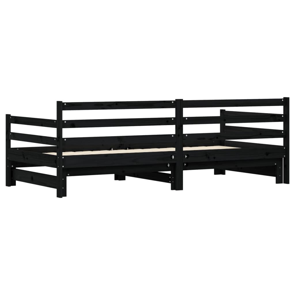 vidaXL Daybed with Trundle Black 90x200 cm Solid Wood Pine