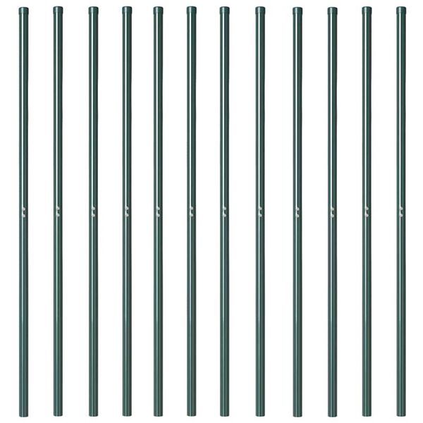 vidaXL Fence Post 12 pcs Green Powder-coated steel