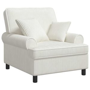 vidaXL XL Armchair with Cushions Cream 1.5 Lines Fabric