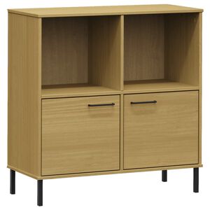 vidaXL Bookcase with Metal Legs Brown 90x35x90,5 cm Solid Wood "OSLO