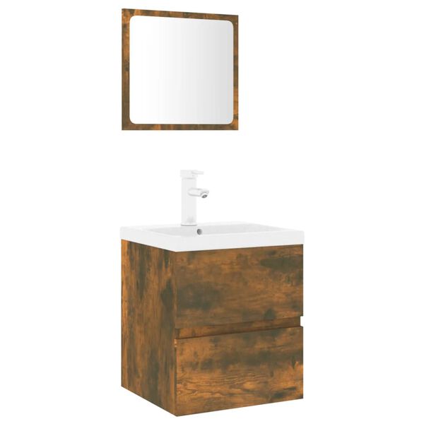 vidaXL Bathroom Furniture Set Smoked Oak Engineered Wood