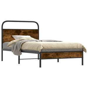 vidaXL Bed Frame Without Mattress 90x200 cm Smoked Oak Engineered Wood