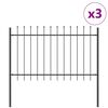 vidaXL Garden Fence Grey 5.1 x 0.8 m Powder-coated steel