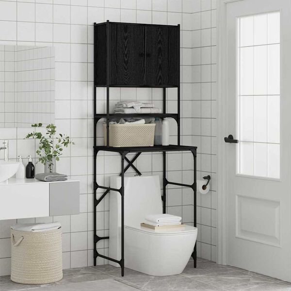 vidaXL Washing Machine Cabinet Black 0ak 68 x 48.5 x 194 cm