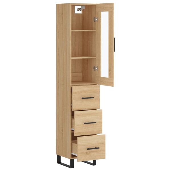 vidaXL Highboard Sonoma Oak 34.5x34x180 cm Engineered Wood