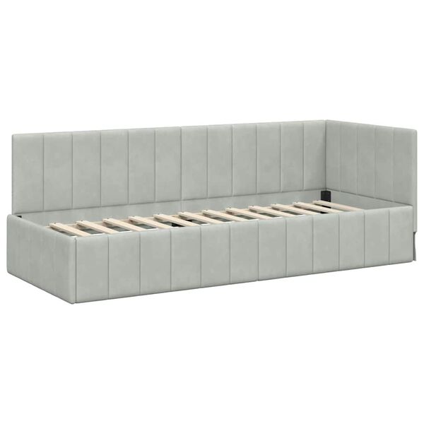 vidaXL Corner Bed Frame Light Grey 80 cm x 200 cm Velvet