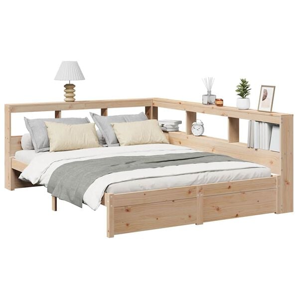 vidaXL Bookcase Bed without Mattress 140x200 cm Solid Wood Pine