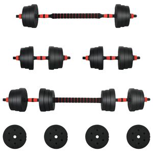 vidaXL 2-in-1 Dumbbell Set 30kg Black and Red