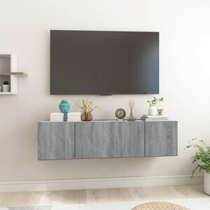 vidaXL TV Cabinet Set 2 pcs Grey 60 x 30 x 30 cm Engineered Wood
