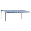vidaXL Manual Retractable Awning with Posts 6x3 m Blue and White