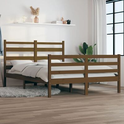 vidaXL Bed Frame Solid Wood Pine 160x200 cm Honey Brown