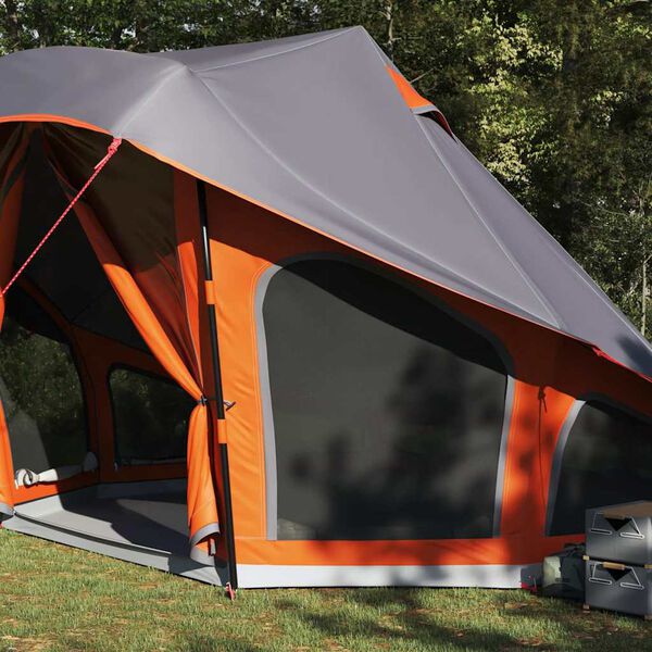 vidaXL Family Tipi Tent Folding Grey and Orange 508 x 470 x 300 cm